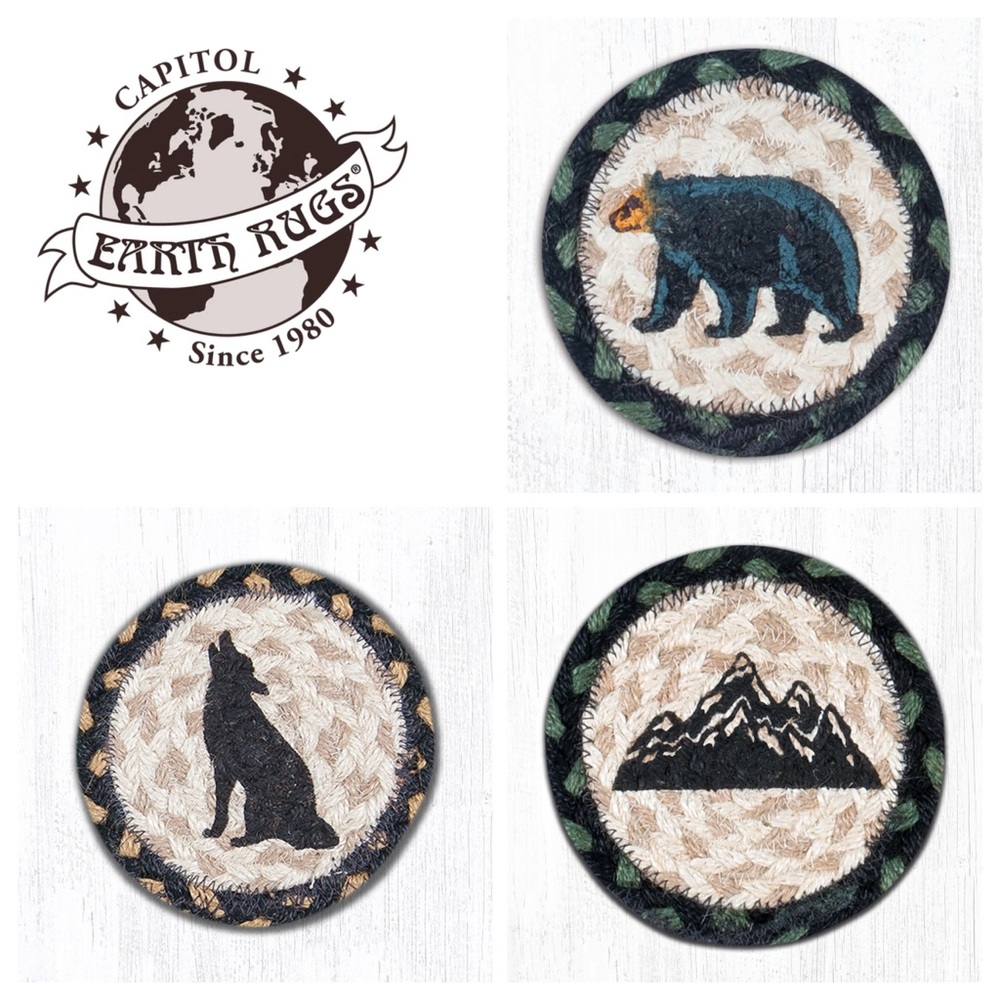 Earth Rugs Round Hand Stenciled Coasters